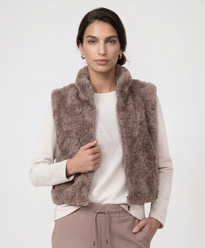 Dames gilet beige