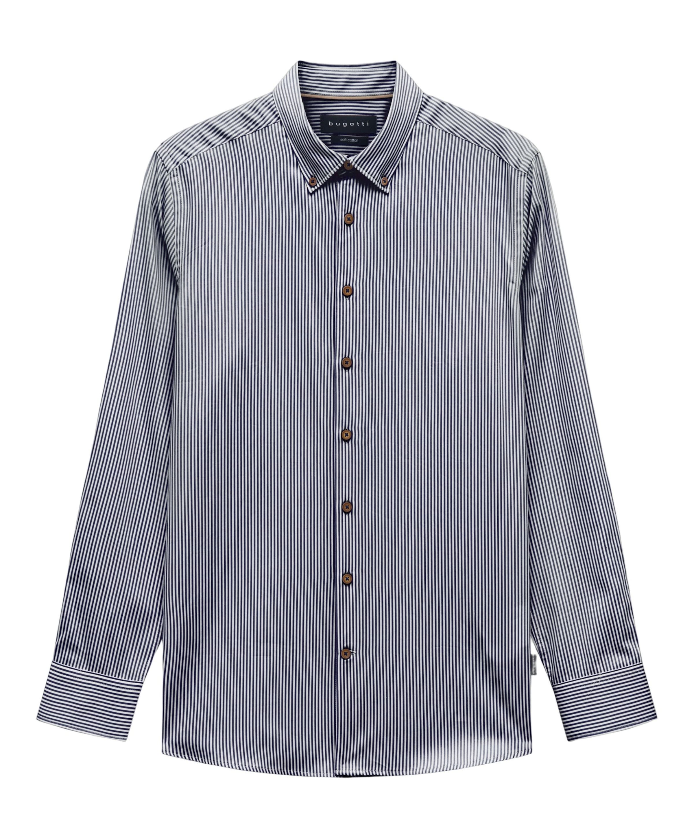 Heren overhemd lange mouw blauw