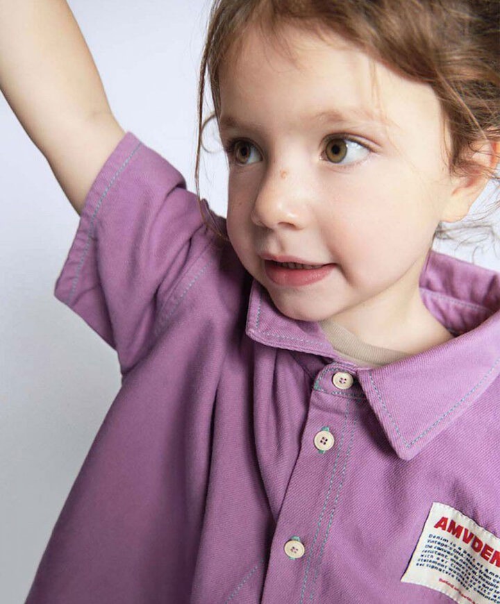 Jongens overhemd korte mouw paars