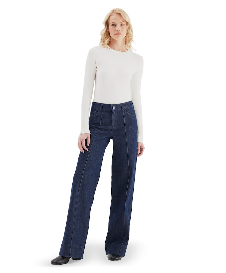 wide straight dames jeans blauw