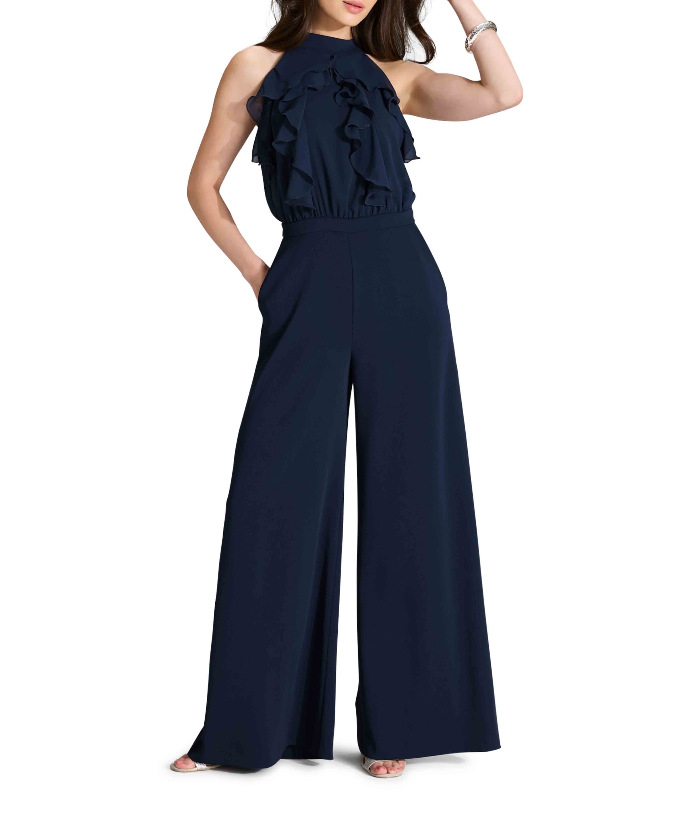 Jumpsuit mit amerikanischem Ausschn blauw