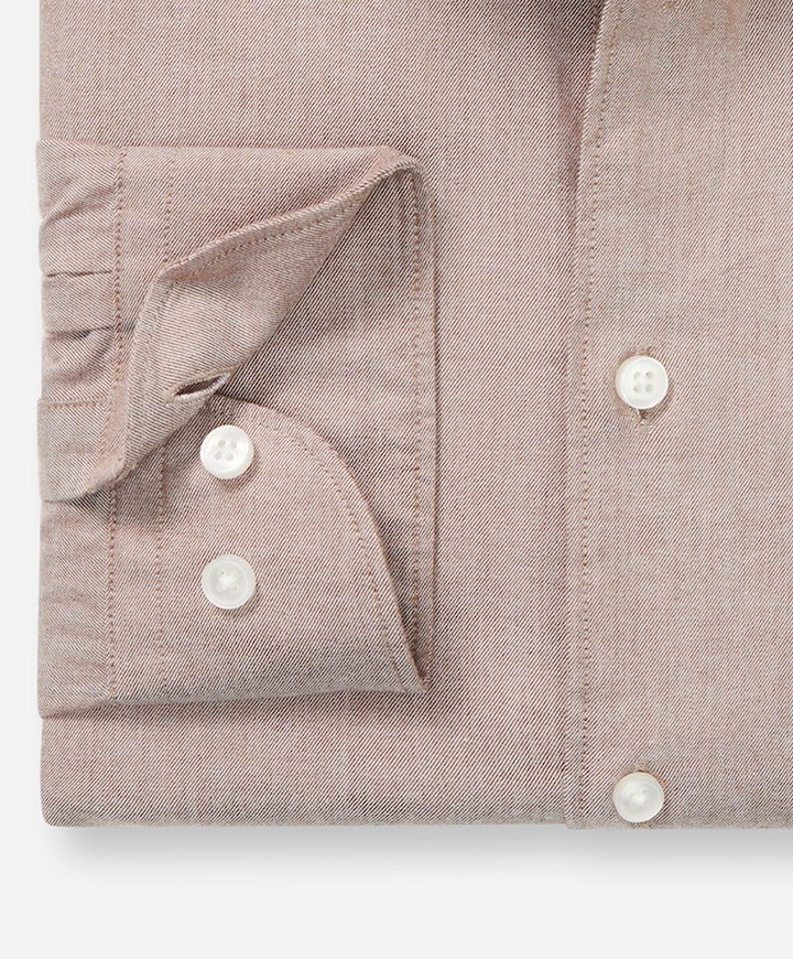 Heren overhemd lange mouw bruin