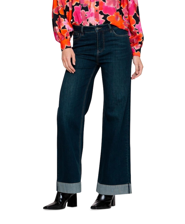 Wide turn-up jeans blauw