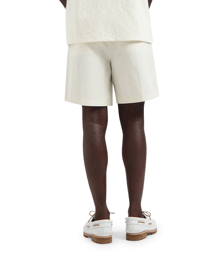 Cotton linen korte broek ecru