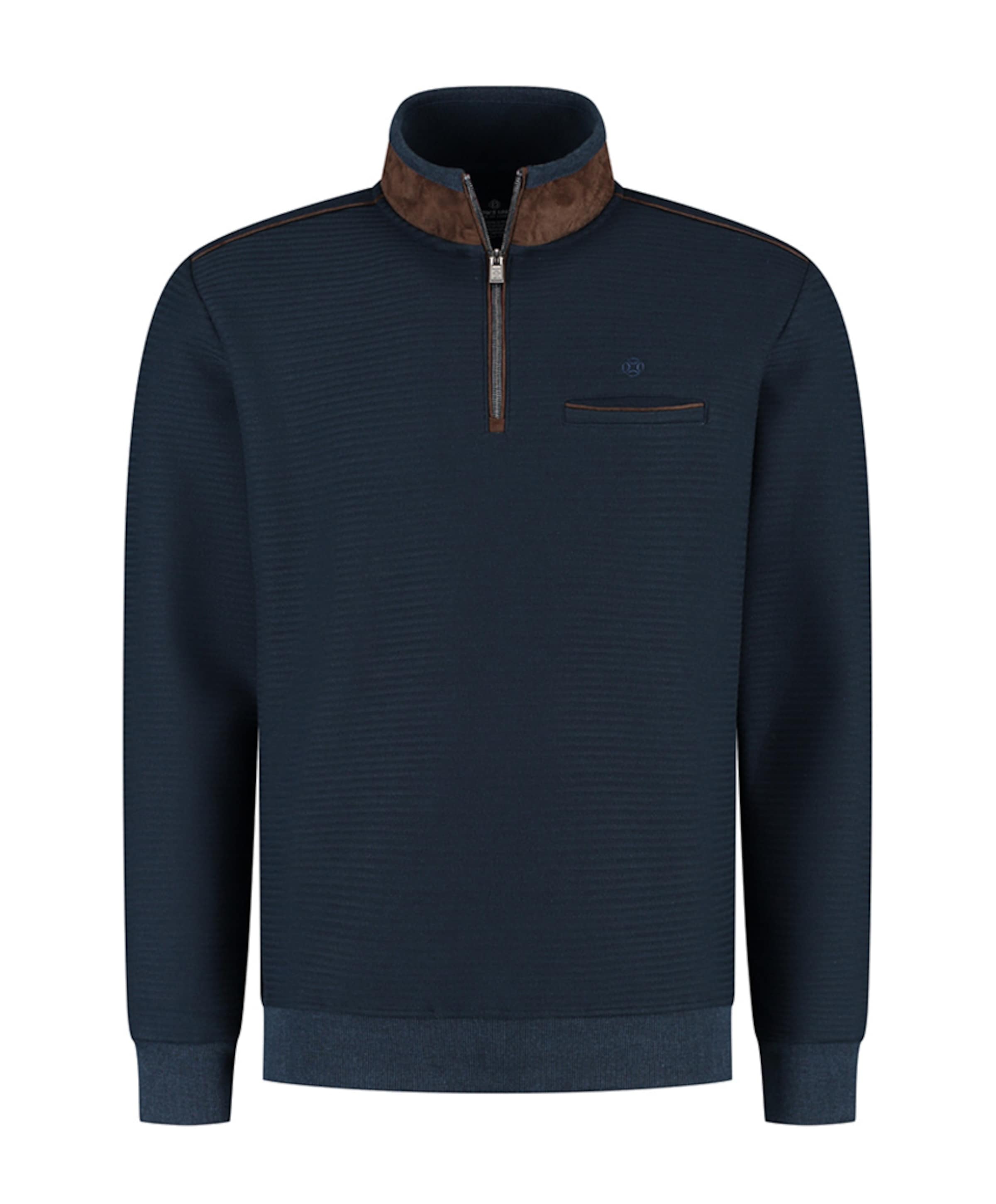 Heren trui met rits blauw