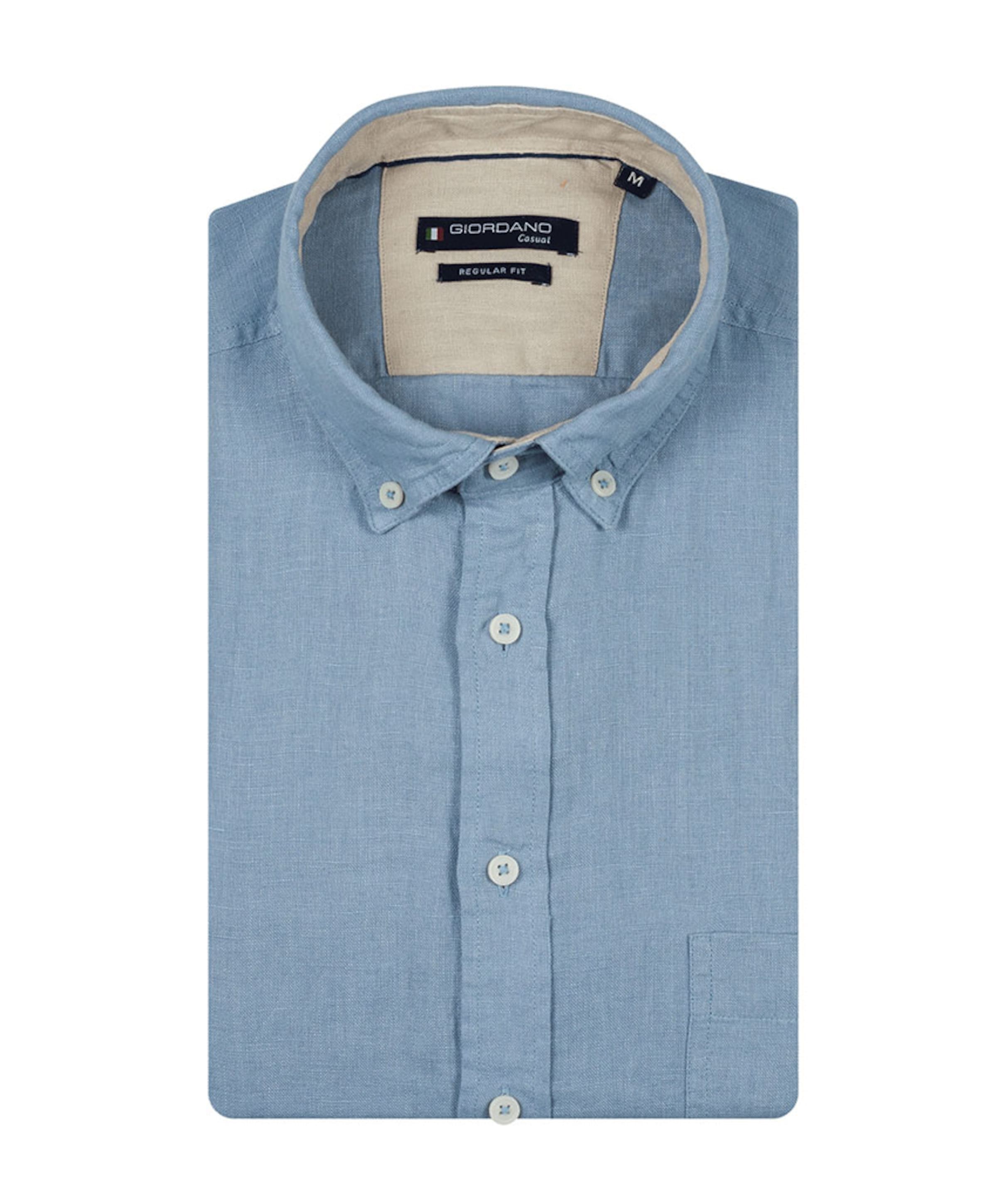 Heren overhemd lange mouw blauw