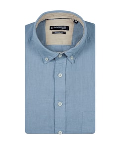 Heren overhemd lange mouw blauw
