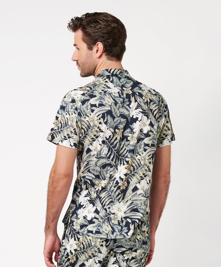 Heren overhemd korte mouw groen