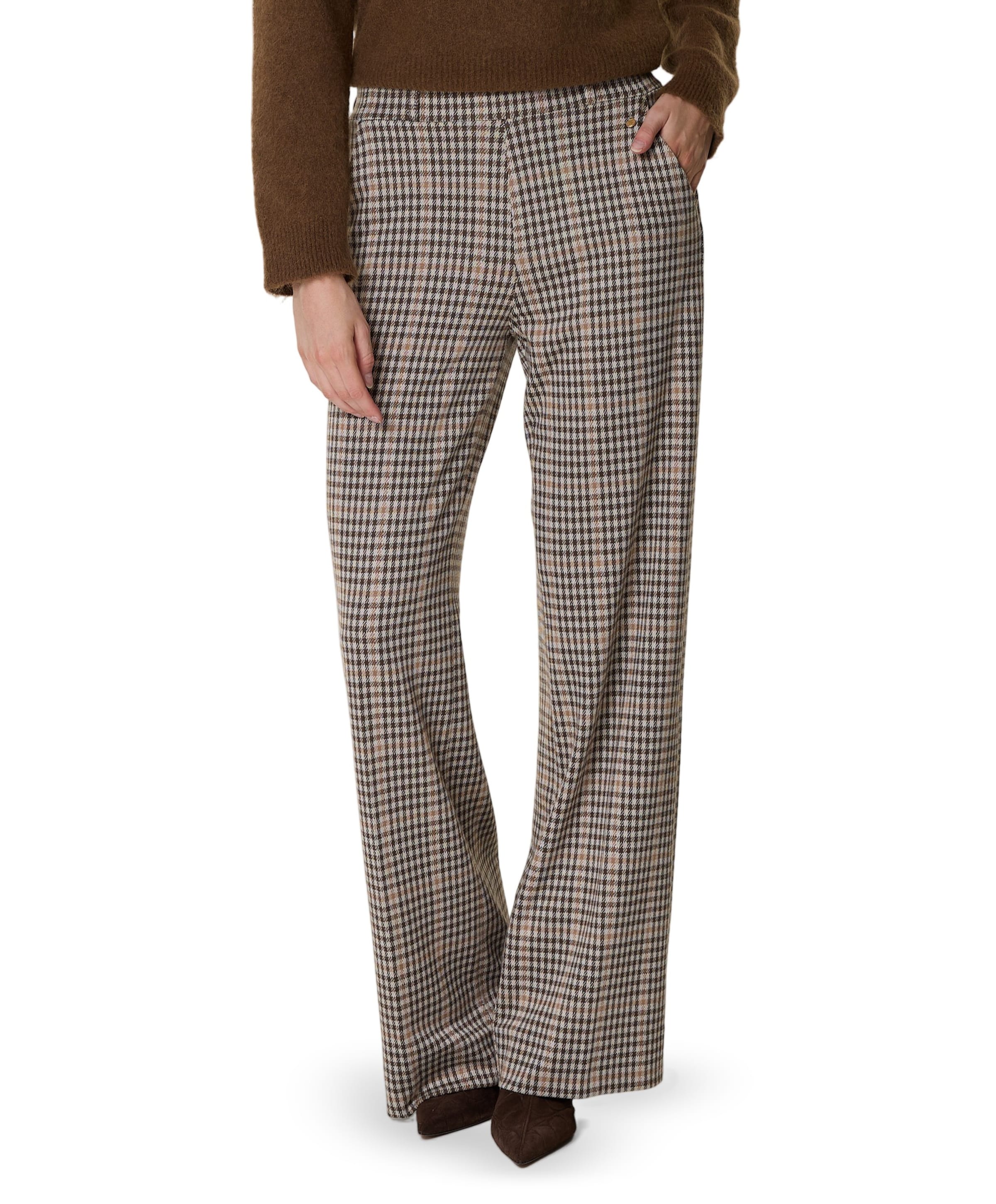 Mira (Elastic) - Knitted Jacquards dames broek beige