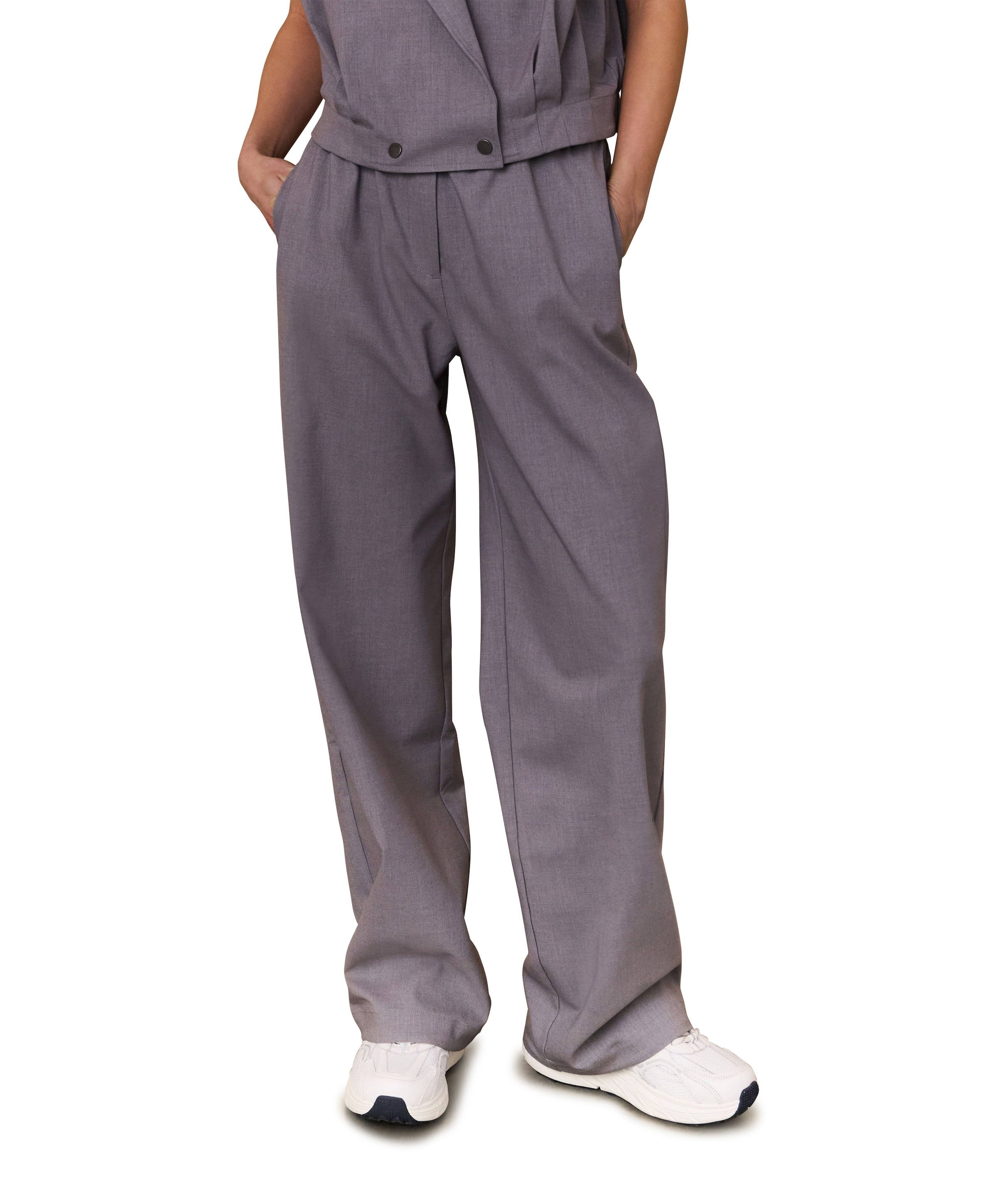 Woven wide leg broek grijs