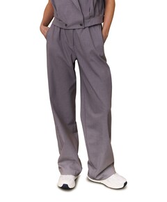 Woven wide leg broek grijs