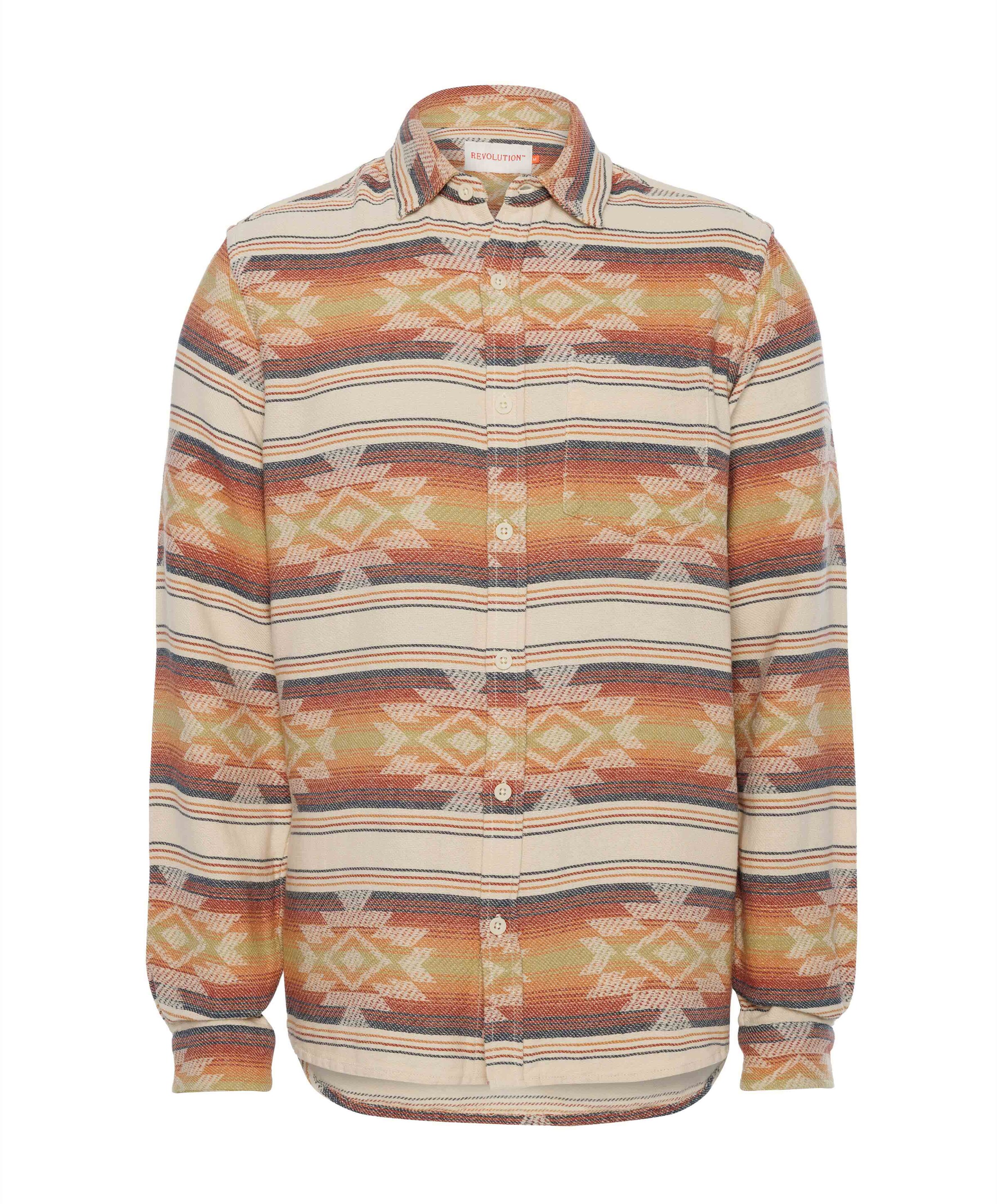 Heren overhemd lange mouw oranje