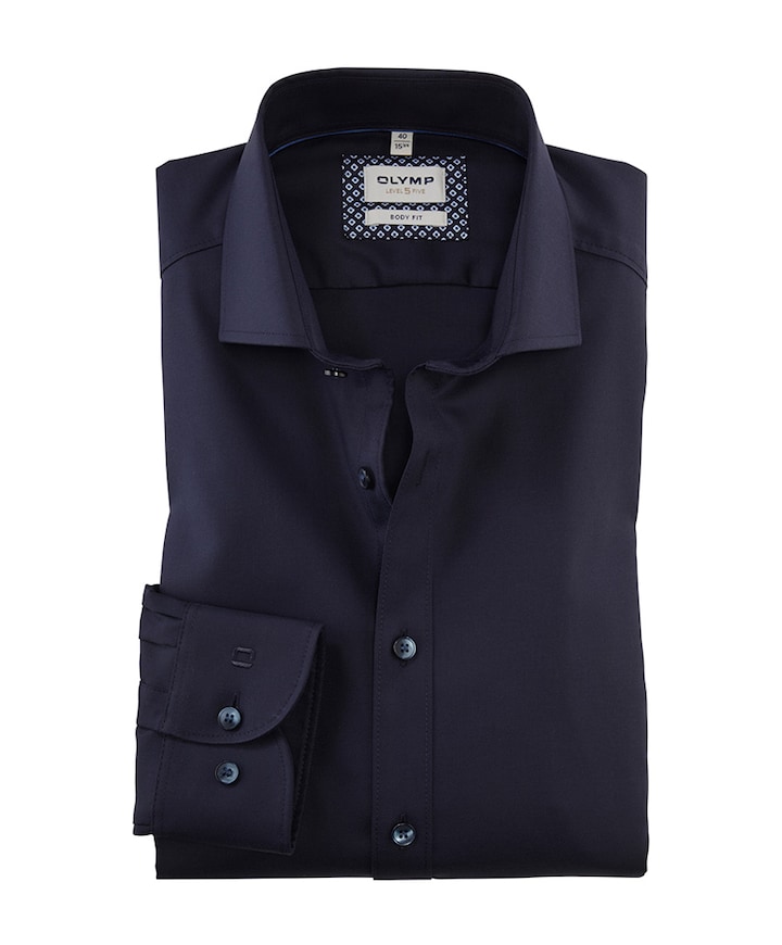 Heren overhemd lange mouw blauw