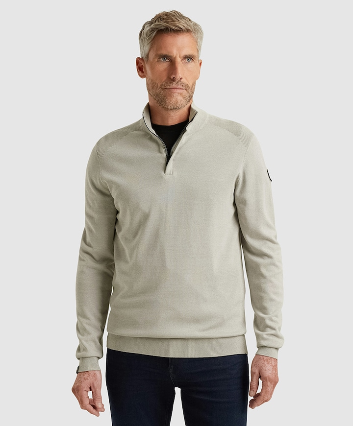 Heren trui met rits grijs