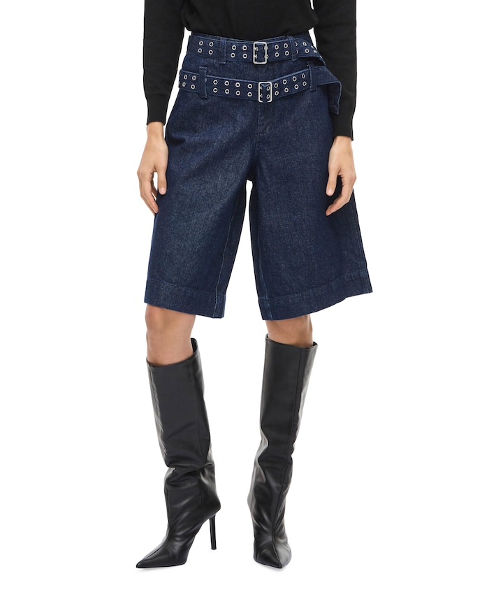 VIADONA HW BELTED DENIM SHORTS dames korte broek blauw