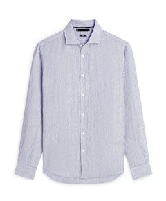 Heren overhemd lange mouw blauw