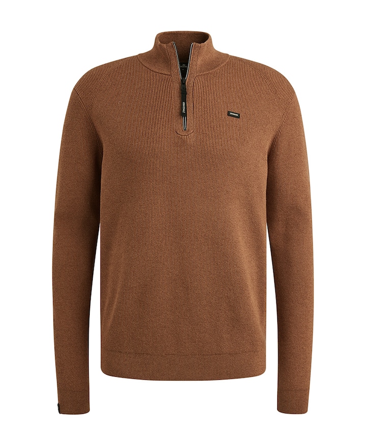 Heren trui met rits bruin