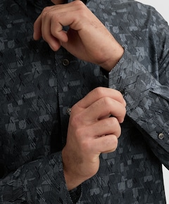 Heren overhemd lange mouw blauw