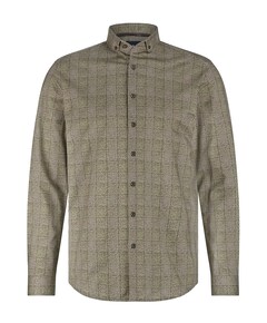 Heren overhemd lange mouw bruin