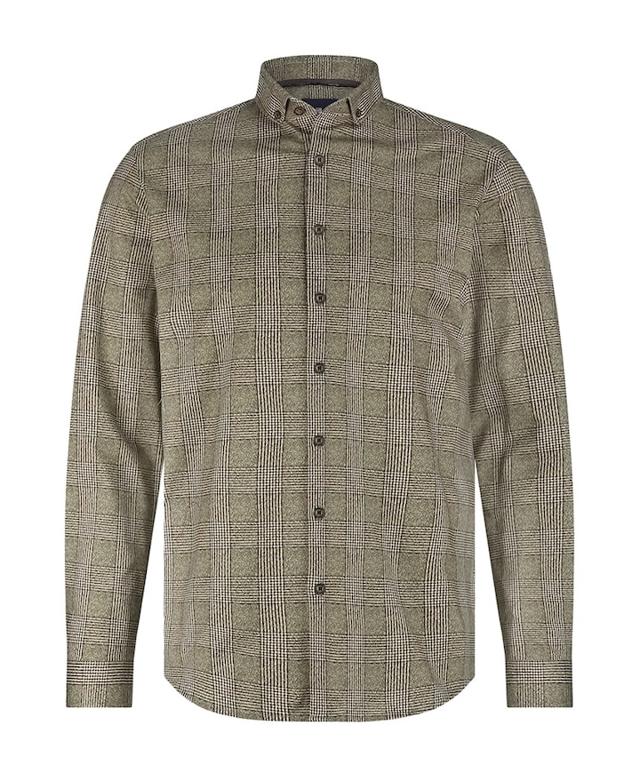 Heren overhemd lange mouw bruin