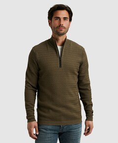 Heren trui met rits groen