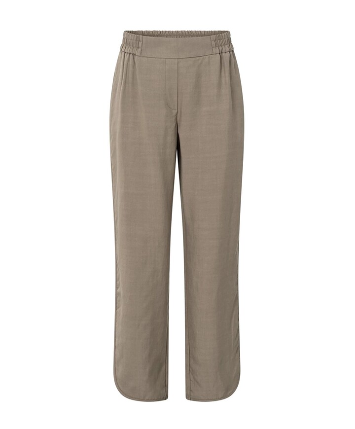 Woven with curved hem broek bruin