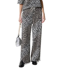 soft scuba leopard dames broek ecru
