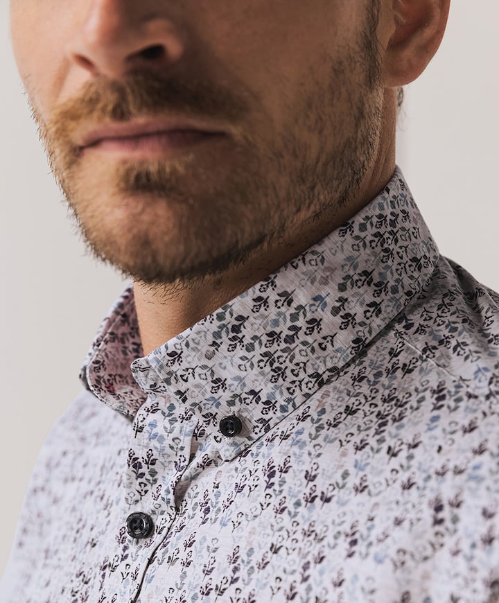 Heren overhemd lange mouw blauw