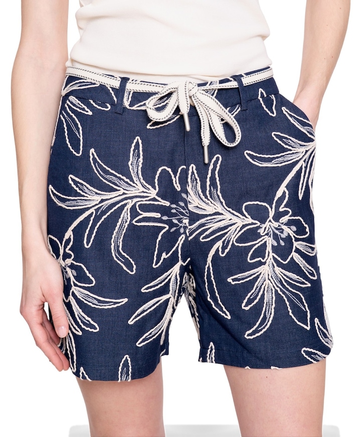 Shorts denim embroidered dames korte broek blauw