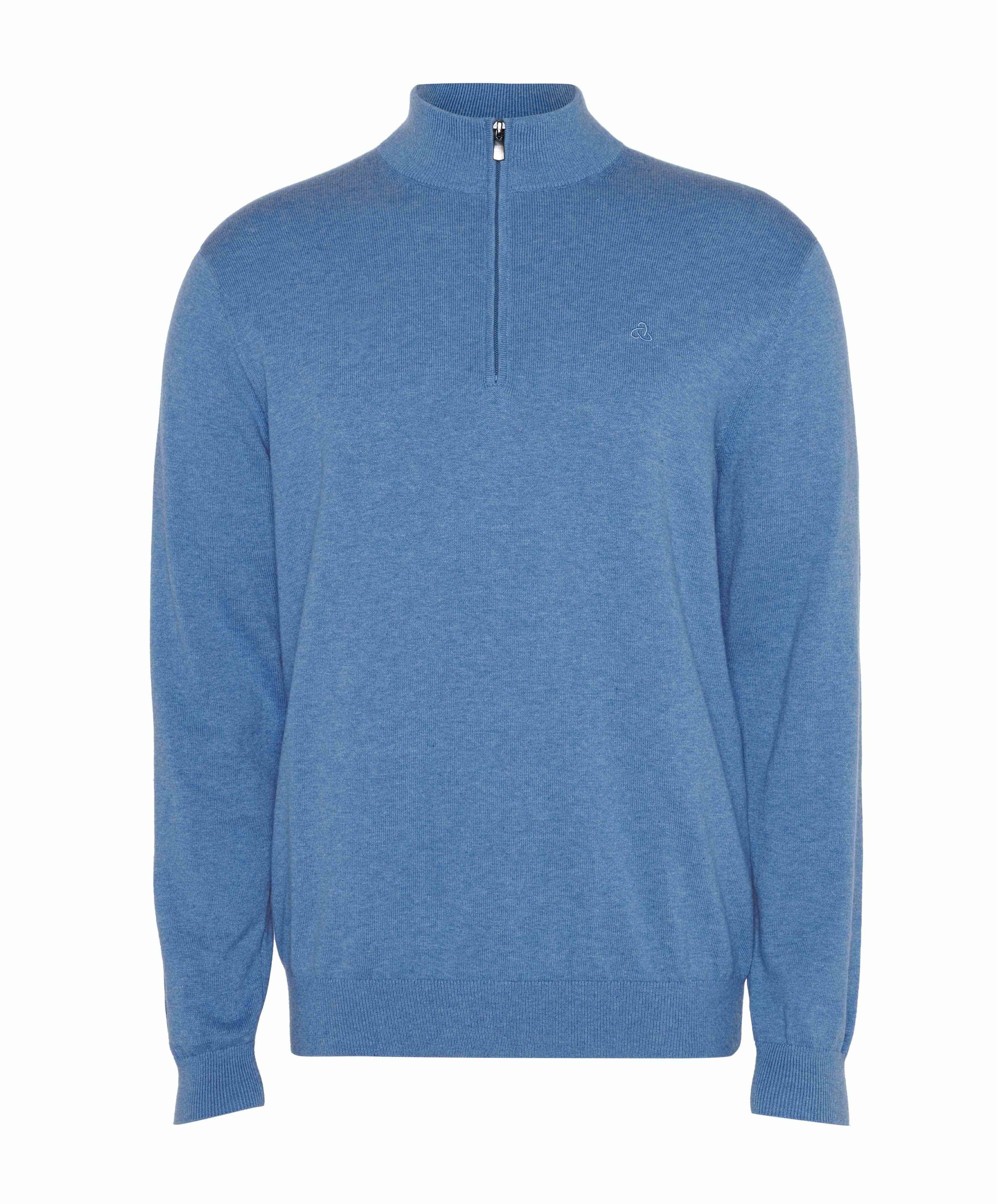 Heren trui met rits blauw