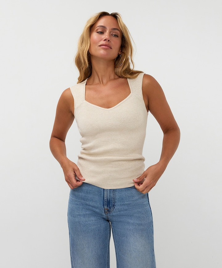 Dames top beige