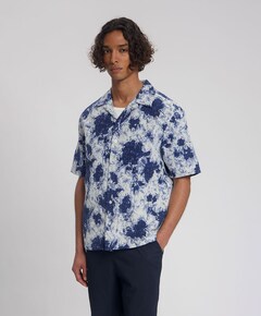 Heren overhemd korte mouw blauw