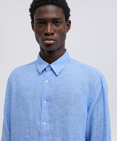 Heren overhemd lange mouw blauw