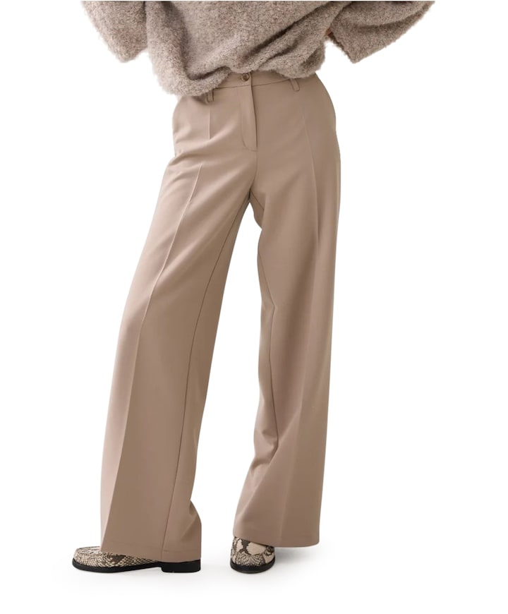 Wide legs foam uni broek beige