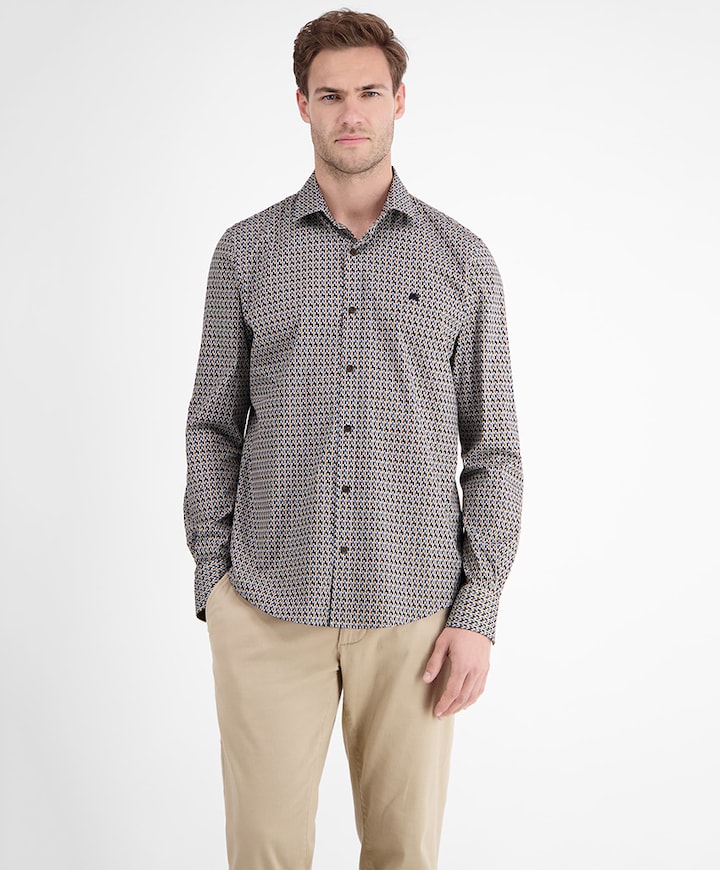 Heren overhemd lange mouw beige