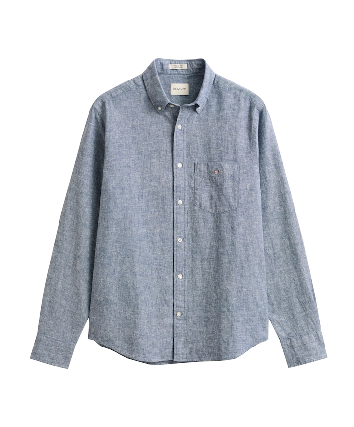 Heren overhemd lange mouw blauw