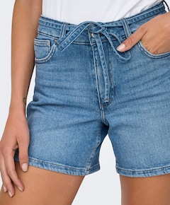 ONLGIANNA MW BELTED SHORTS AZG DNM dames korte broek blauw