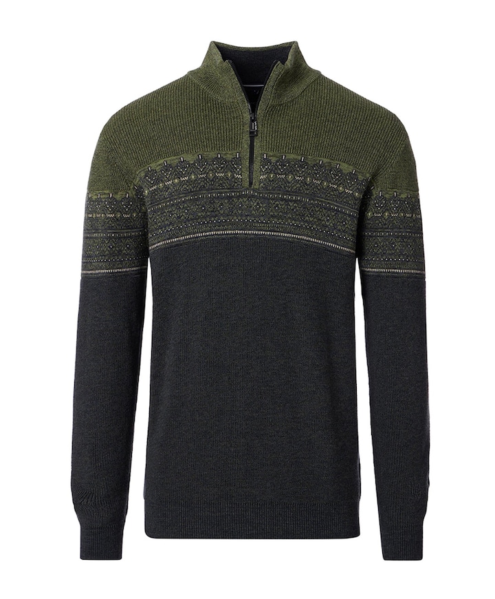 Heren trui met rits groen