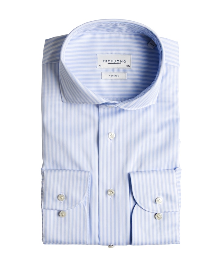 Heren overhemd extra lange mouw blauw