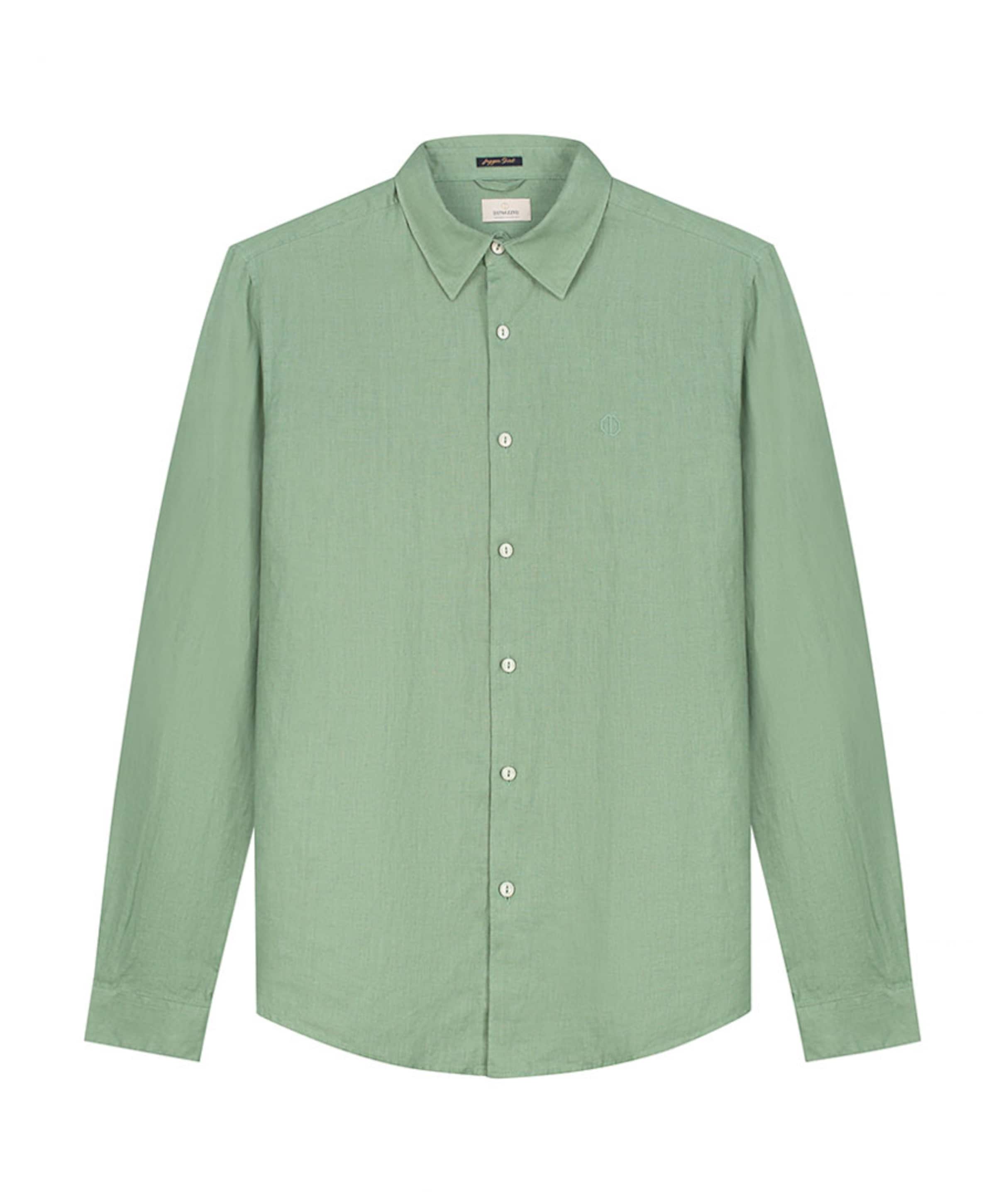 Heren overhemd lange mouw groen