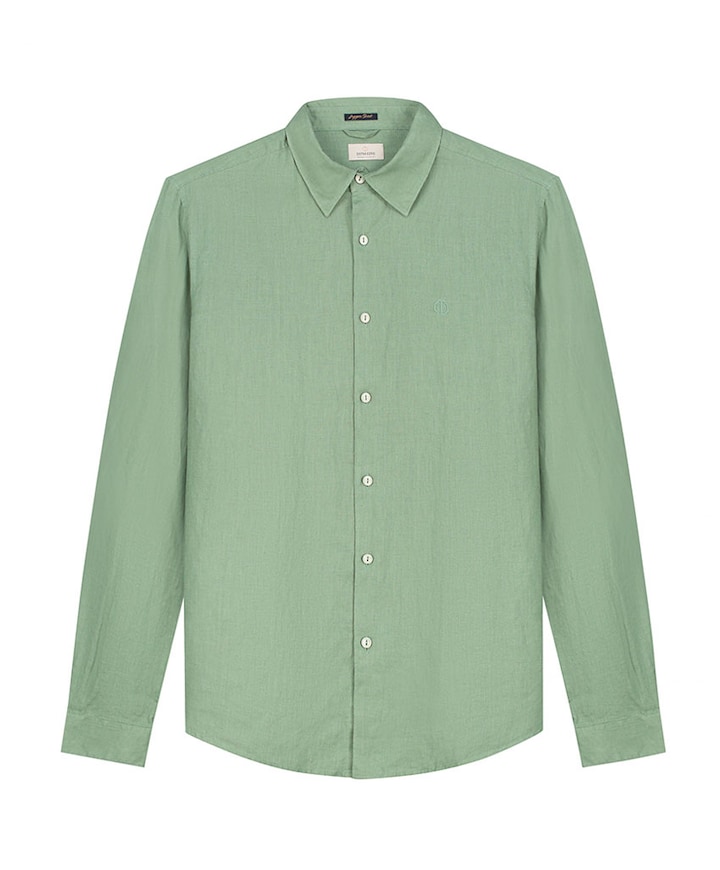 Heren overhemd lange mouw groen