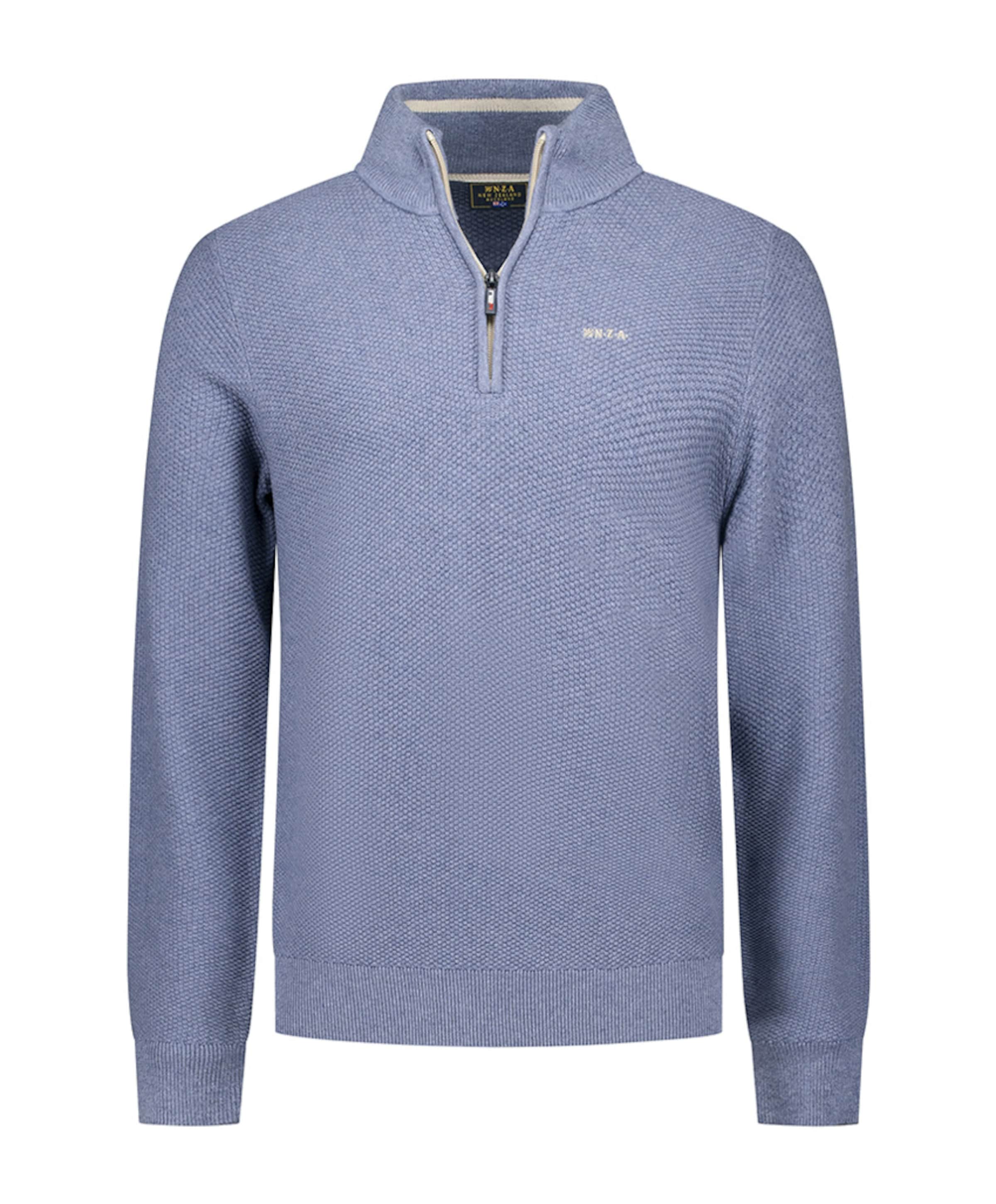 Heren trui met rits blauw