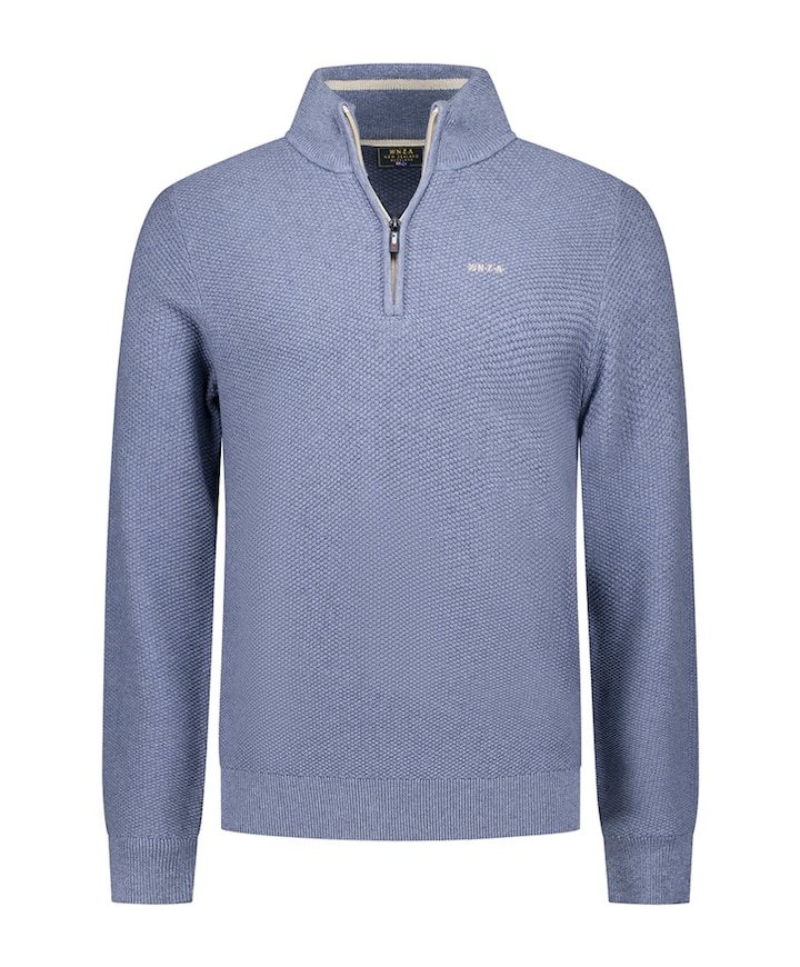 Heren trui met rits blauw