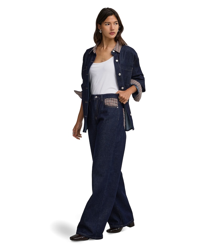 ONLHOPE HW WIDE CHECK DNM SIJI dames jeans blauw
