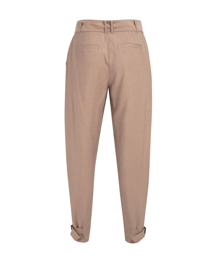 Broek met bandjes bij de zoom dames broek bruin