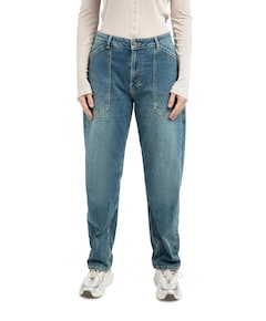 Cargobroek met laag kruis dames jeans blauw