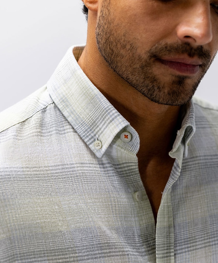 Heren overhemd lange mouw groen