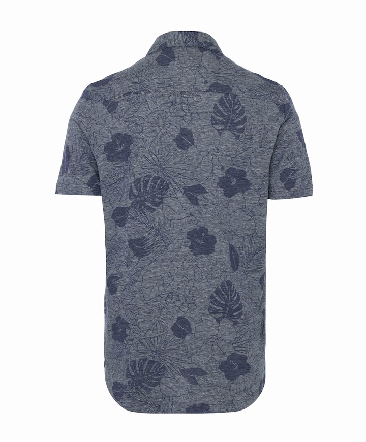 Heren overhemd korte mouw blauw