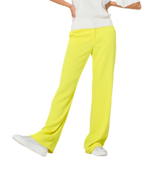 Broek polyester effen recht pantalon geel