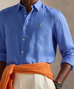 Heren overhemd lange mouw blauw